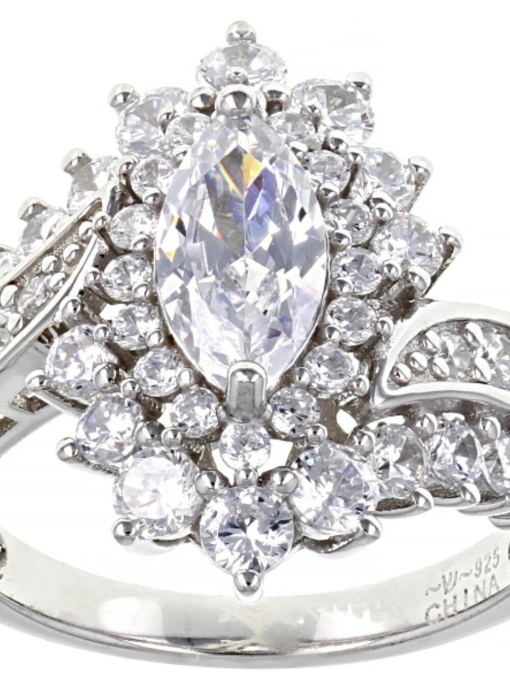 Bella Luce  Rhodium Plated Crossover Design Ring 4.31ctw. Sz.10